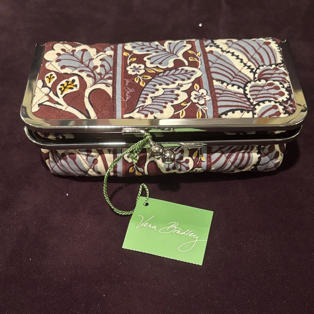 Vera Bradley Burgundy and Blue Floral Cosmetic Case